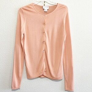 Oscar de la Renta Woman Salmon Cardigan Size S